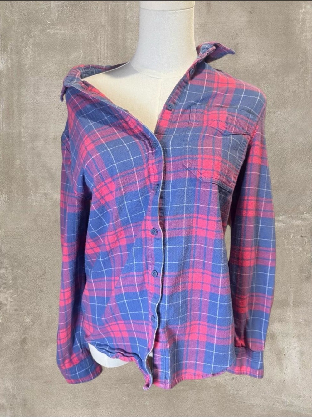 Kathmandu Women's Plaid Button-Down Shirt - Blue & Pink red size 6